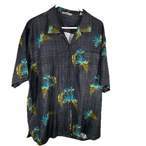 Tommy Bahama Shirt Men's Extra Large 100% Silk Floral Hawaiian Vacation Camp